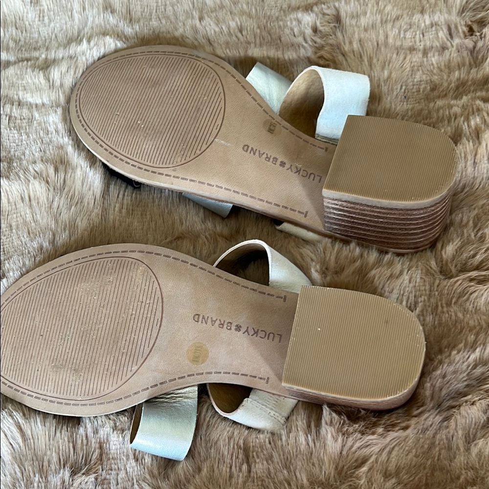 Lucky Brand Black, Cream  & Silver Sandals with Wide Straps - Picture 3 of 6